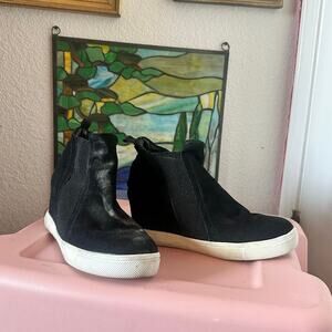 steve madden black white sneaker wedges heels shoes